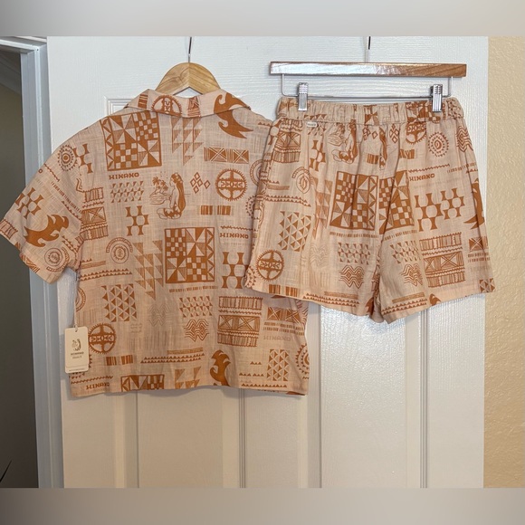 NWT Roark x Hinano Hawaiian Girl Tribal Collab Idle Golden Top Short Set Small - Picture 9 of 11